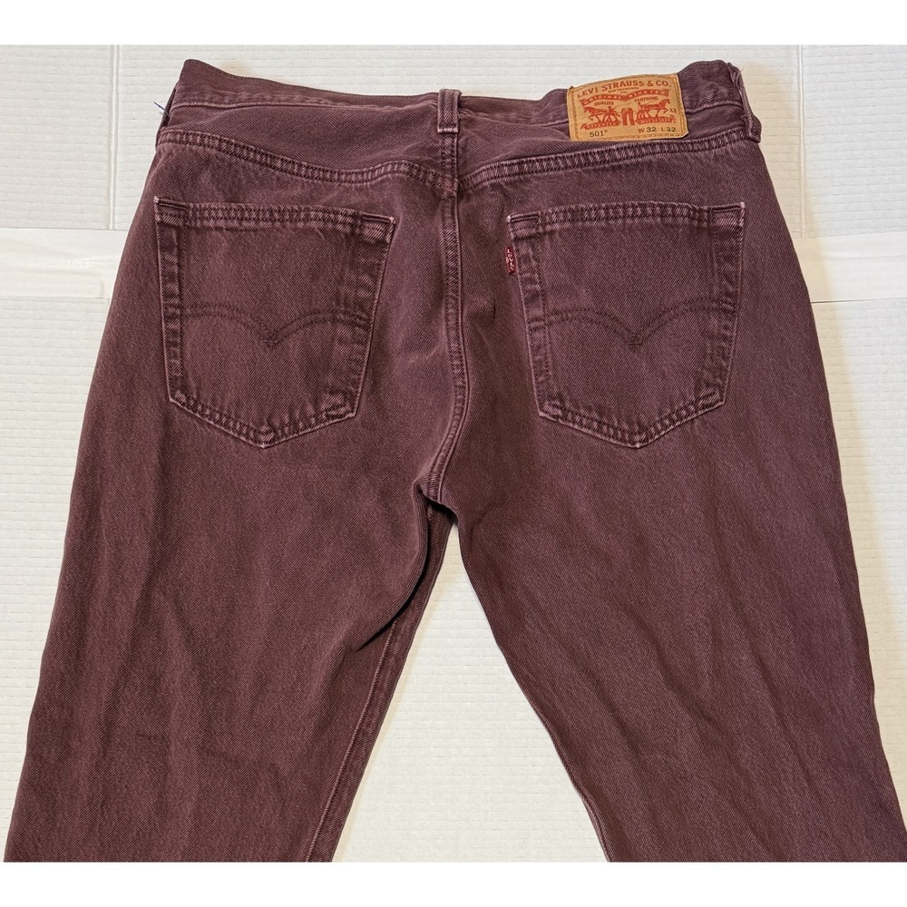 LEVI'S 501 - Men's Red Button Fly Straight‎ Denim Jeans - Size 32x32